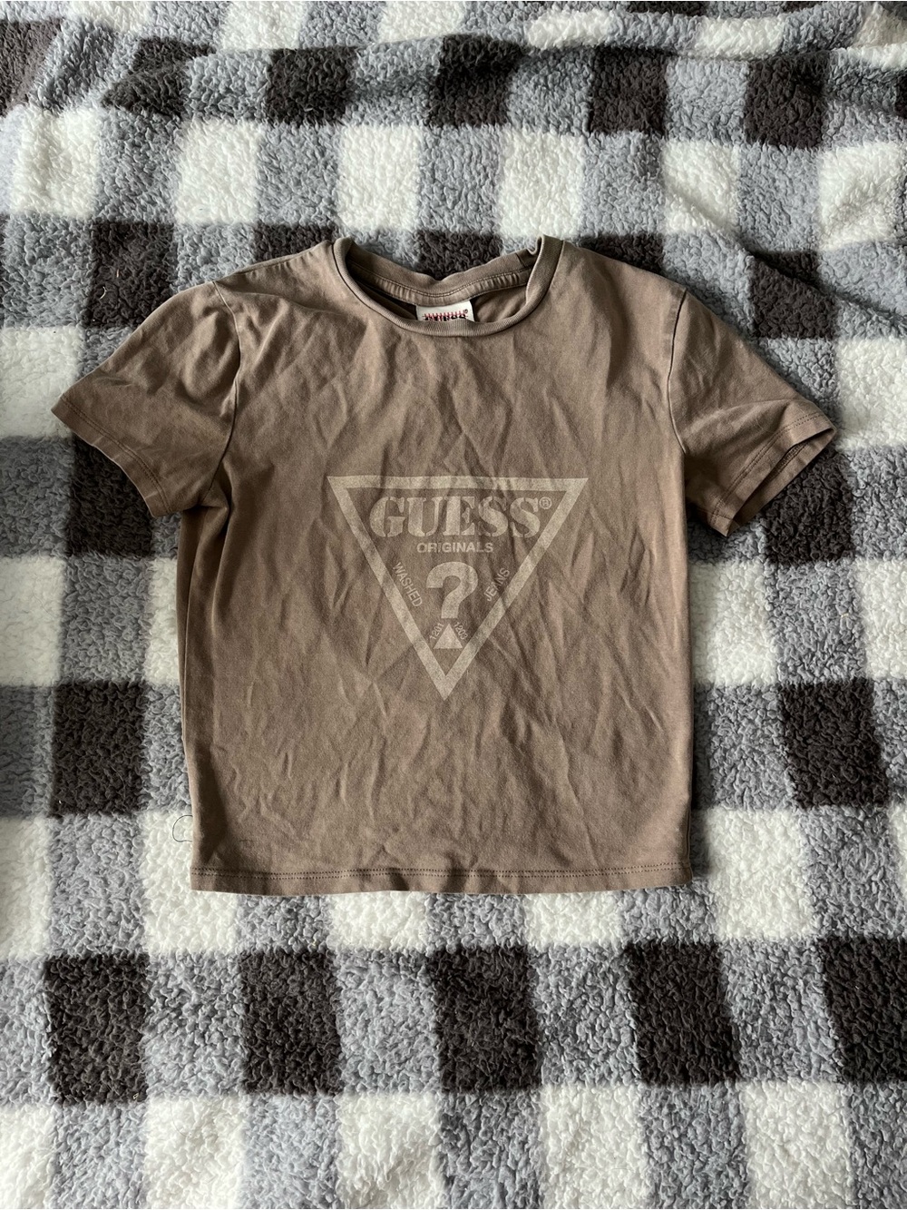GUESS Taupe Short Sleeve Logo Tee